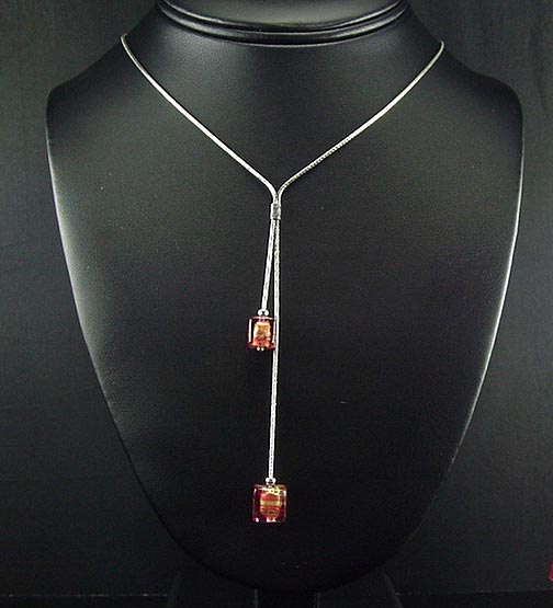 AUTHENTIC ITALIAN STERLING MURANO GLASS SEXY DANGLE EARRINGS LARIAT 