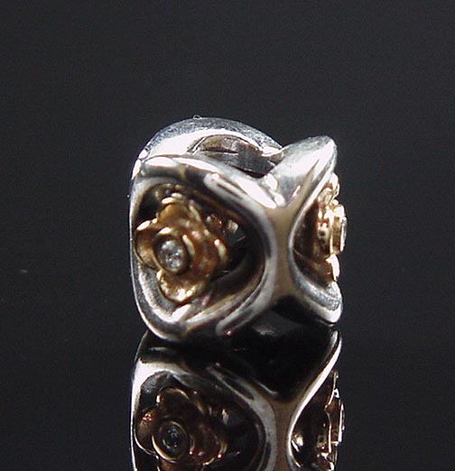 SPECTACULAR ESTATE PANDORA DIAMOND PERFECT POSEY STERLING 14K FLOWER 