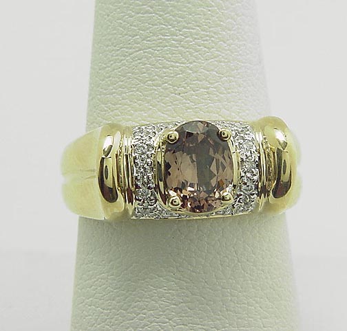 FANTASTIC LAURA RAMSEY 14K TOURMALINE DIAMOND RING  