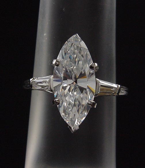 ANTIQUE PLATINUM TIFFANY & CO BAGUETTE AND MARQUISE 4.70 ENGAGEMENT 