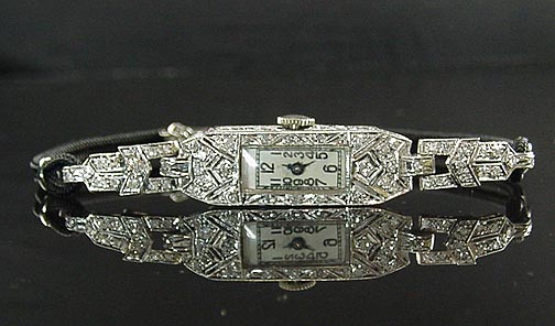 FABULOUS ANTIQUE ART DECO PLATINUM DIAMOND LADIES WATCH  