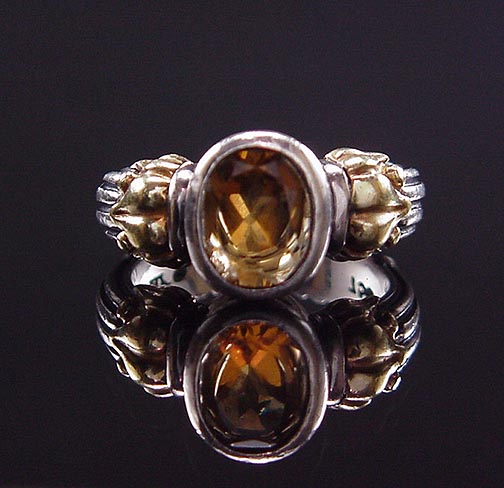 SOPHISTICATED LAGOS CAVIAR ARCADIAN 18K 925 WHISKEY TOPAZ RING  