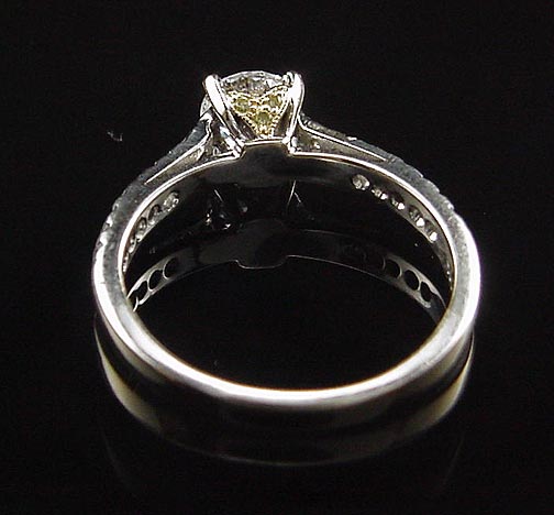 SIMON G YELLOW WHITE DIAMOND ENGAGEMENT RING W/ BOX 18K  