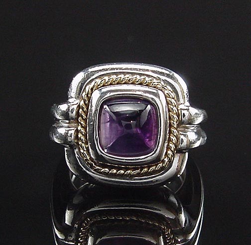 SEXY VINTAGE TIFFANY & CO LOAF AMETHYST 925 18K RING  