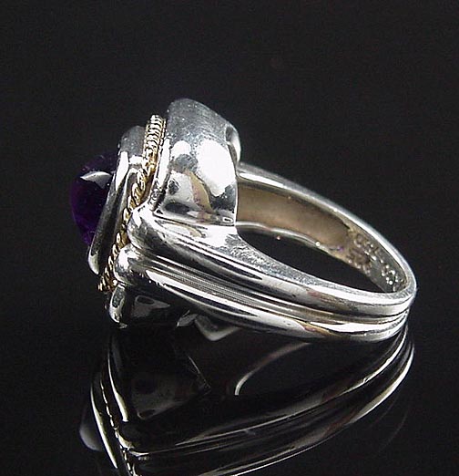 SEXY VINTAGE TIFFANY & CO LOAF AMETHYST 925 18K RING  