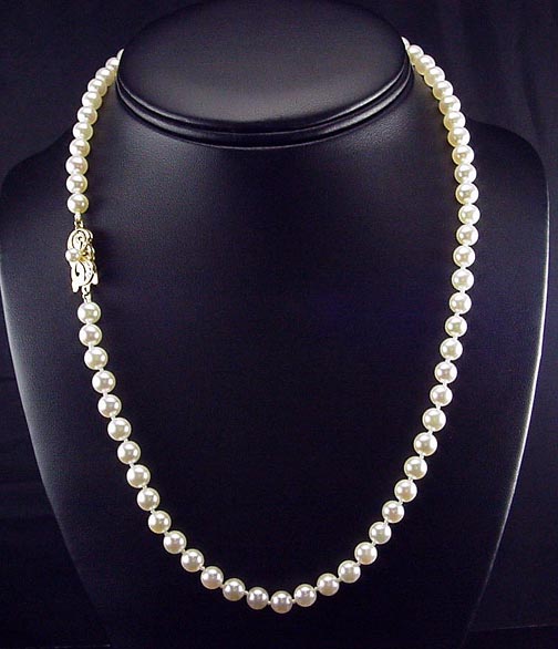 Elegant Estate Mikimoto 18K 6Mm Akoya Pearl Necklace  