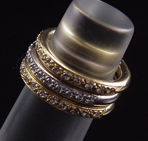 STUNNING ESTATE TRIO DORIS PANOS 18K YELLOW & WHITE GOLD DIAMOND 