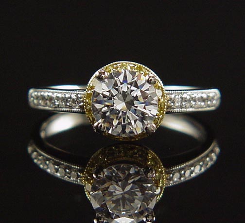 ENCHANTING SIMON G YELLOW DIAMOND HALO PLATINUM ENGAGEMENT RING  