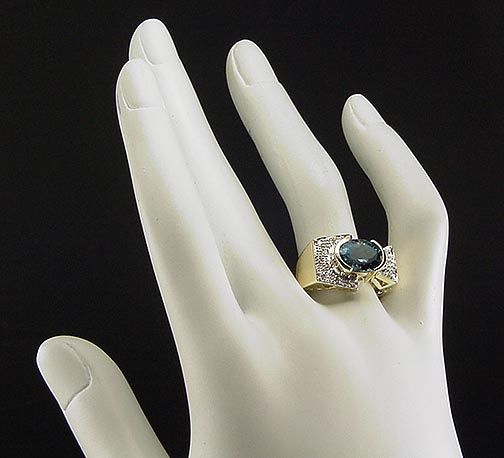 LUXURIOUS ESTATE LAURA RAMSEY 14K PEACOCK BLUE TOPAZ PAVE DIAMOND 