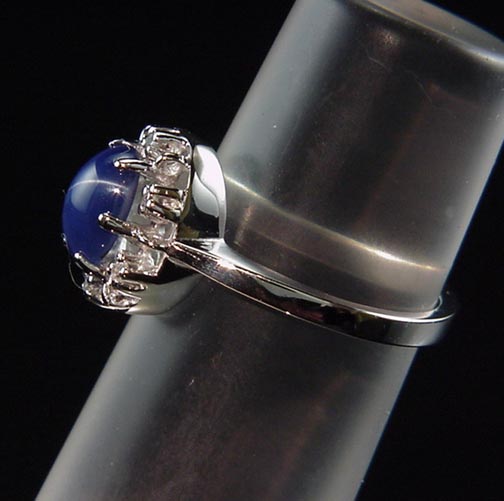 DAZZLING VINTAGE 14K WHITE GOLD STAR SAPPHIRE DIAMOND PRINCESS RING 