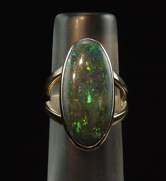 HUGE AMAZING ESTATE SOLID NATURAL BLACK OPAL 25X12MM COCKTAIL RING 