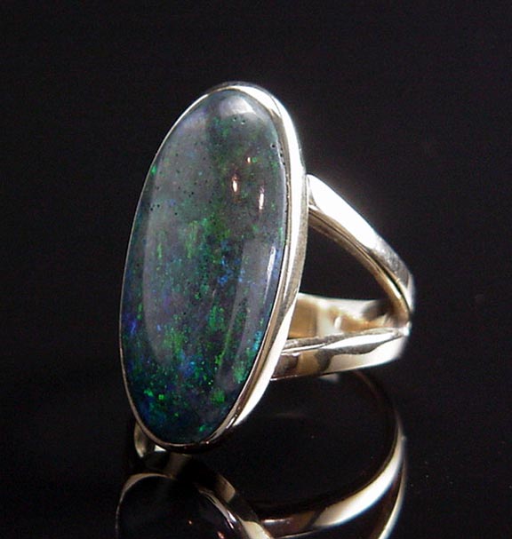 HUGE AMAZING ESTATE SOLID NATURAL BLACK OPAL 25X12MM COCKTAIL RING 