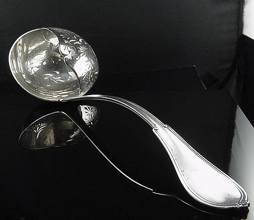 MASSIVE ANTIQUE GORHAM STERLING SILVER PIERCED LADLE 13 INCH 238 GRAMS 