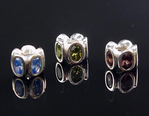 FANTASTIC SET OF THREE PANDORA LIGHTS ZIRCONIA CHARMS BLUE, GREEN 